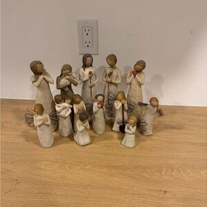 Willow Tree Figurine Collection in Cream, Brown, Tan with Red Accents